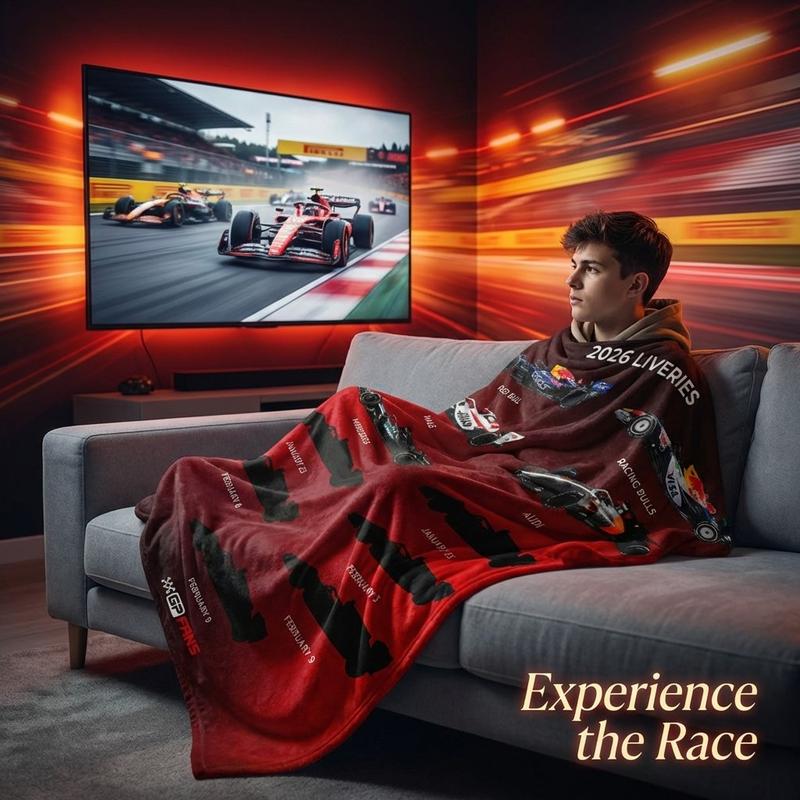 2026 Season F1 Paint Reveal Flannel Blanket, Racing Silhouette Design, Ultra-Soft Plush Throw for F1 Fans & Game Room Decor, Perfect Gift