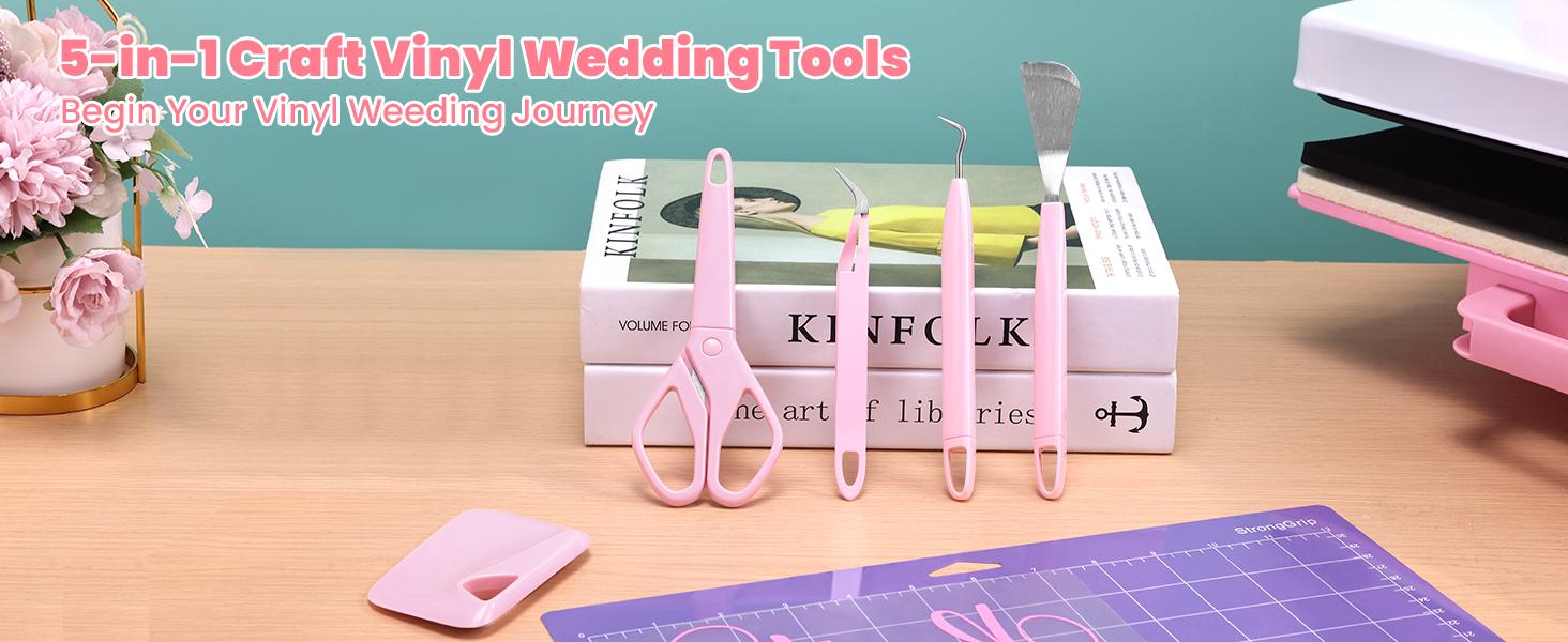 AKEYDIY 5 in 1 Craft Vinyl Weeding Tool Set Vinyl Weeding Craft Basic kit 5 Pieces Including Tweezers & Spatula & Weeders & Scraper & Scissor for Weeding Vinyl/Splicing/Cutting Machine AKEYDIY 5 in 1 Craft Vinyl Weeding Tool Set Vinyl Weeding Craft Basic kit 5 Pieces Including Tweezers & Spatula & Weeders & Scraper & Scissor for Weeding Vinyl/Splicing/Cutting Machine