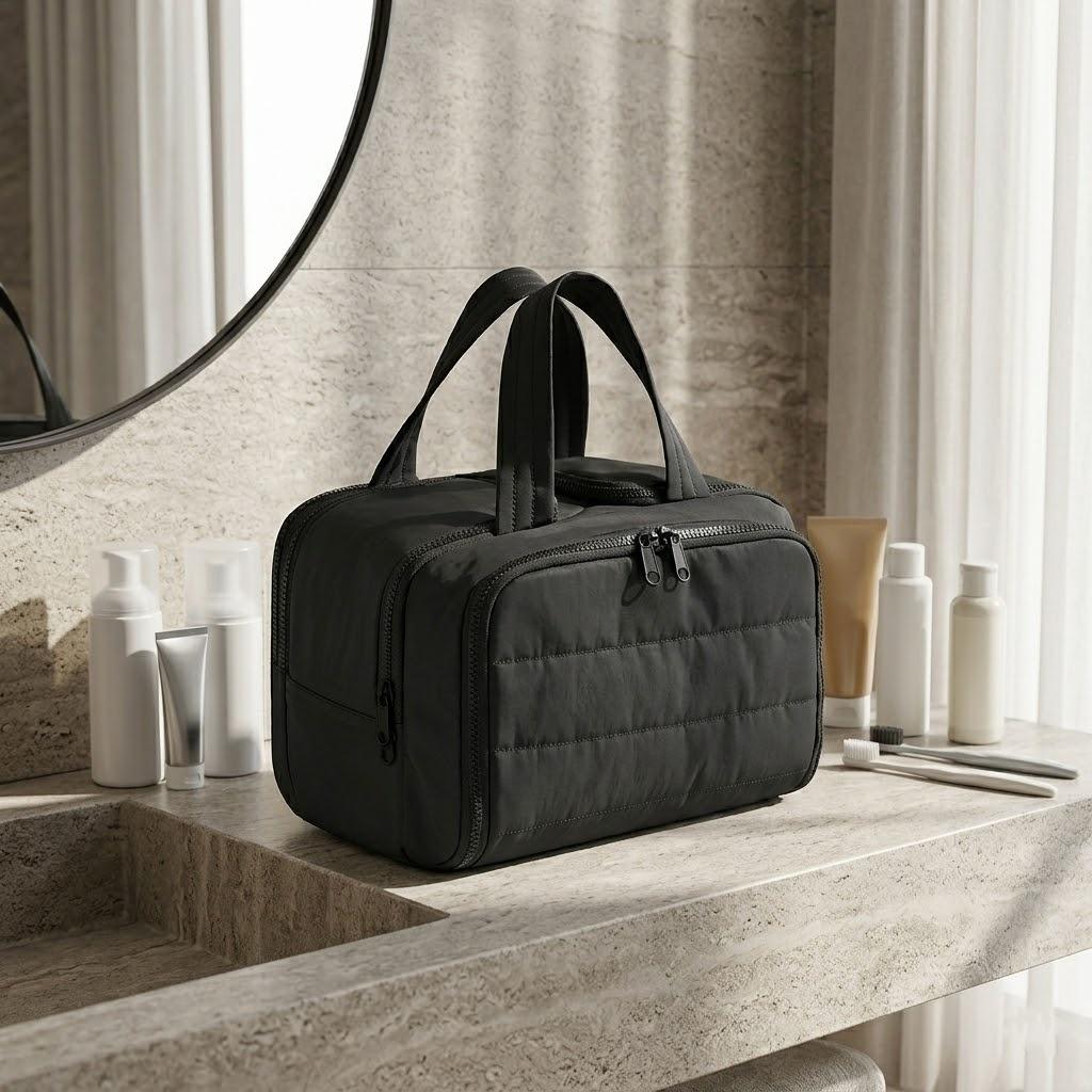 Large Capacity Quilted Toiletry Bag with 4 Multi-Compartments, Soft Padded Travel Cosmetic Organizer with Zip & Reinforced Handle, Aesthetic Makeup Pouch for Summer Use tiktokshopspringglowup Large Capacity Quilted Toiletry Bag with 4 Multi-Compartments, Soft Padded Travel Cosmetic Organizer with Zip & Reinforced Handle, Aesthetic Makeup Pouch for Summer Use tiktokshopspringglowup