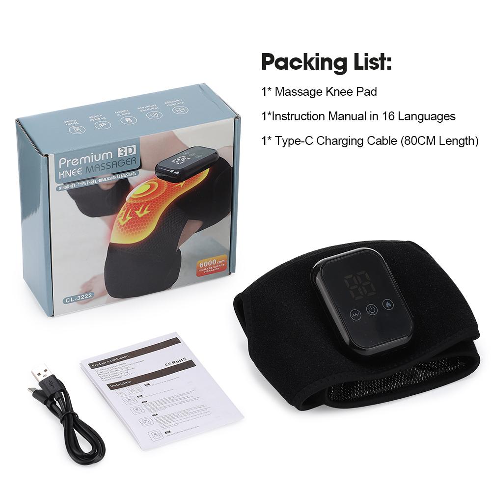 Heated Knee Massager with 3 Vibration Modes 3 Heating Levels, Heated Wrap Knee Support, Ideal Gifts