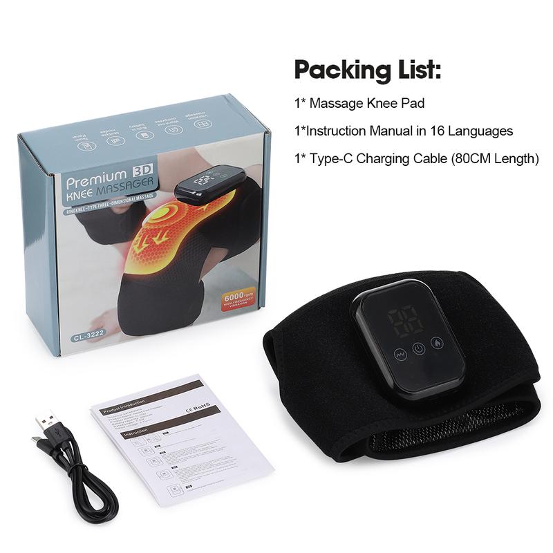 Heated Knee Massager with 3 Vibration Modes 3 Heating Levels, Heated Wrap Knee Support, Ideal Gifts