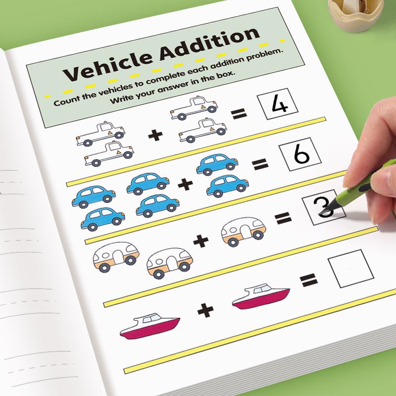64 Page Math Practice Book, Repeated Tracing Numbers 1-10, Early Education Addition Subtraction, Cartoon Monster Theme, Easter Christmas Gift