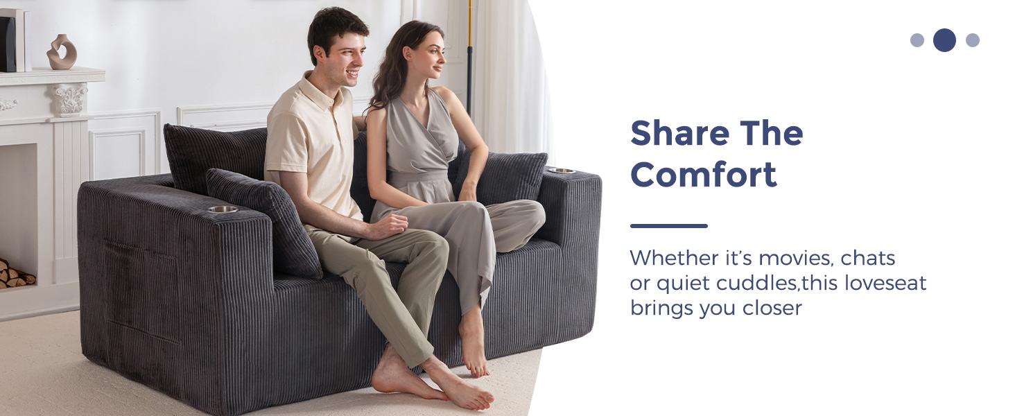 MAXYOYO Loveseat Boneless Cloud Couch, Modular Sectional Sofa Couch for Living Room, Sofa in A Box, Upholstered Cozy Chair with Tufted Craft, No Assembly Required