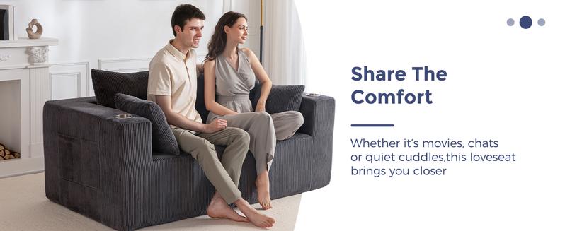 MAXYOYO Loveseat Boneless Cloud Couch, Modular Sectional Sofa Couch for Living Room, Sofa in A Box, Upholstered Cozy Chair with Tufted Craft, No Assembly Required