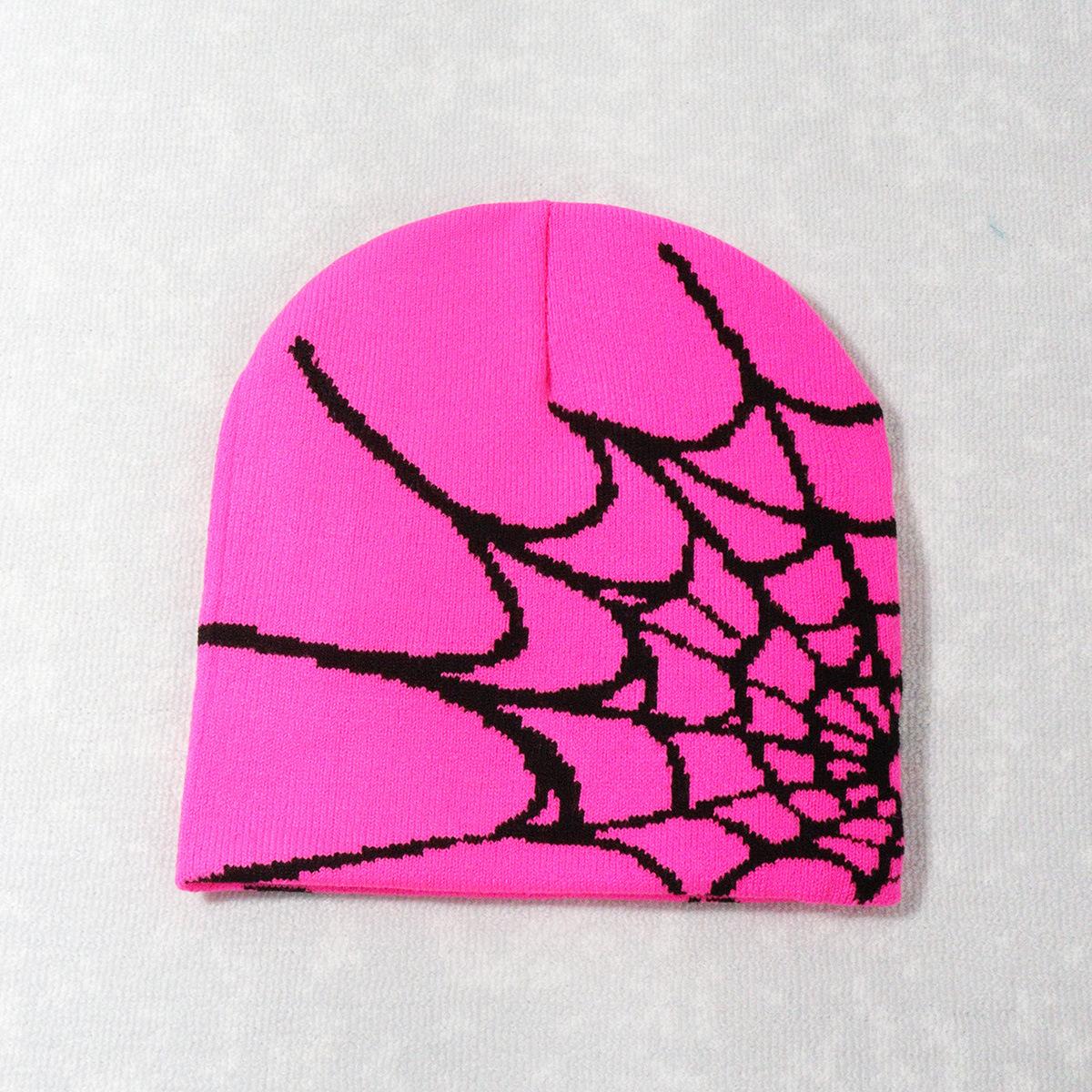 2026 New Spider Web Y2K Jacquard Knitted Beanie, European-American Trend Winter Hat, Sports & Outdoor Accessories for Women, Beanies