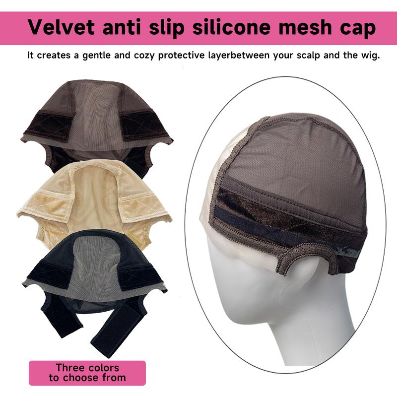 Wig Cap with Grip Band for Keeping Wigs in Place, 1 Count Adjustable Style Dome Mesh Cap with Showing Off Ears, Non Slip Cap Let Wig Be Glueless, Mother's Day Gift
