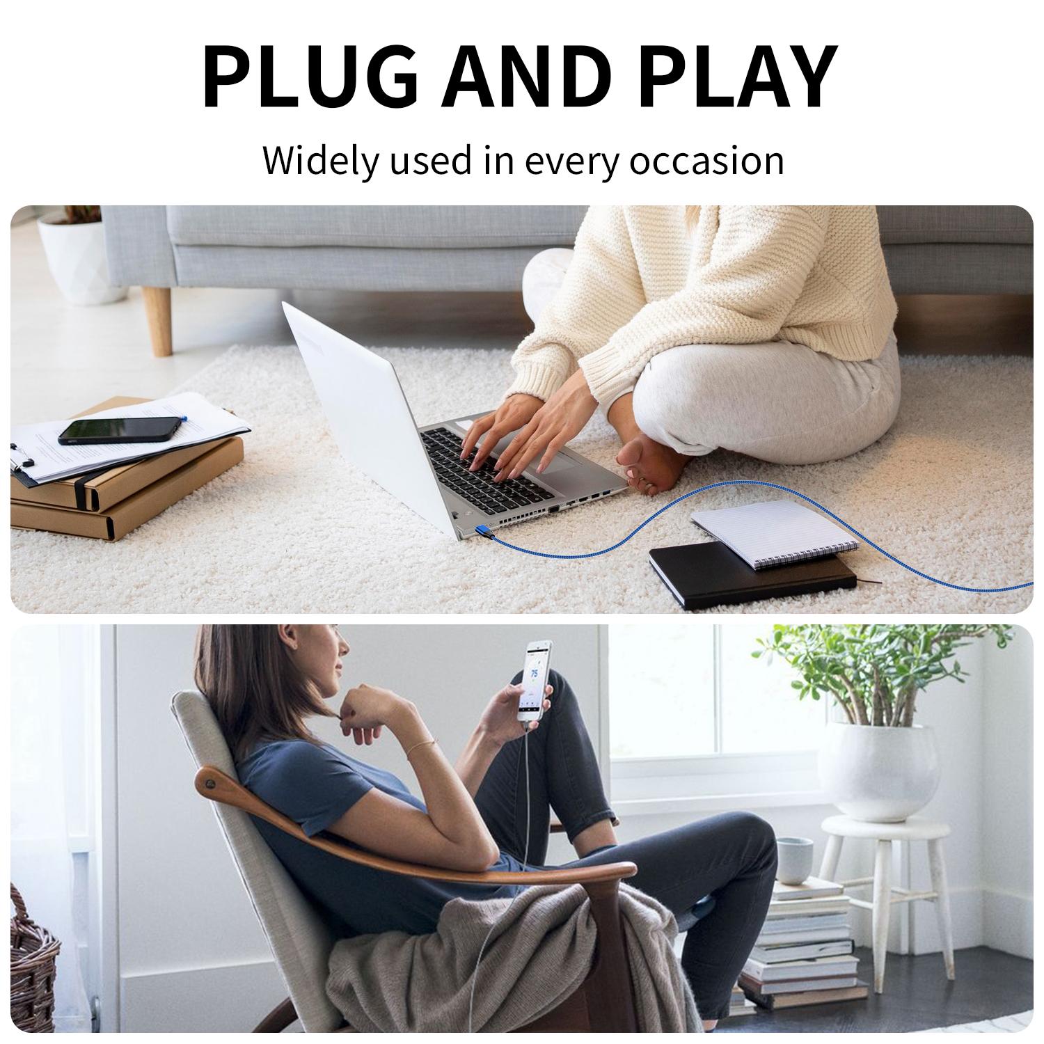 3 PACK Fast Charging Cable, Type C Charging USB A to USB C Nylon Braided Cable for Samsung, Google, Huawei, LG, Sony OPPO, Xiaomi, Supports Data Transfer, (35.43 Inches/70.87 Inches/106.3 Inches)