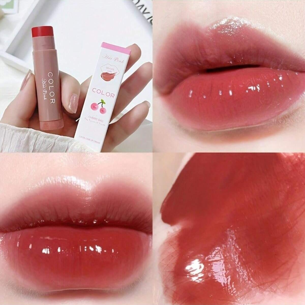 Cherry Color Lip Balm, Moisturizing and Anti-Crack, Lightweight Texture, Plant-Based Squalane, Suitable for All Skin Types, Adult Lip Care