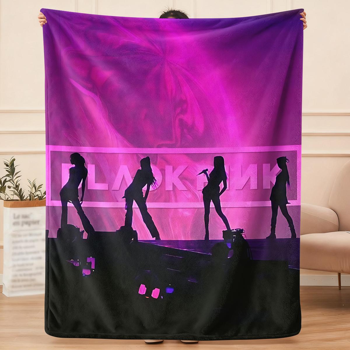 blackpinkofficial inspiration  flannel blanket, exclusive gift for home, office, camping travel, personalized pattern design, modern style, soft texture