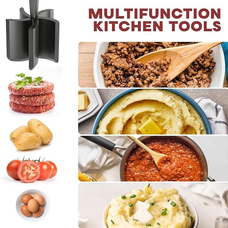 Manual Meat Chopper, 3 Counts Heat Resistant Meat Masher for Hamburger Meat Ground Beef, Multifunctional Vegetable Chopper for Kitchen, Chicken Breast Shredder