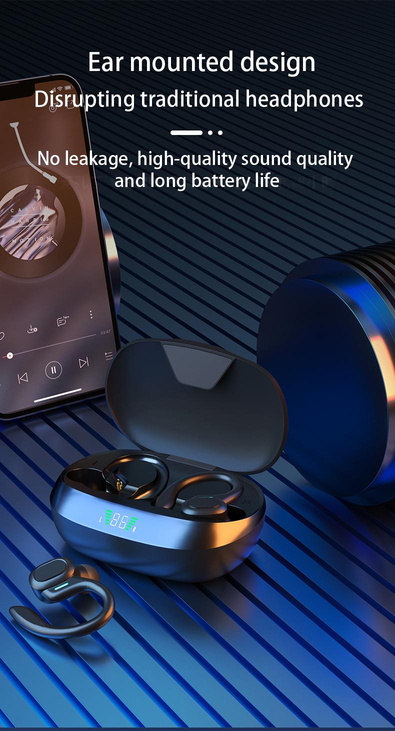 MSHUKCOE Bluetooth Headphones Wireless Earbuds With Charging Case Digital Display Sports Ear buds with Earhook Premium Deep Bass IPX5 Waterproof Over-Ear Earphones for TV Phone Laptop