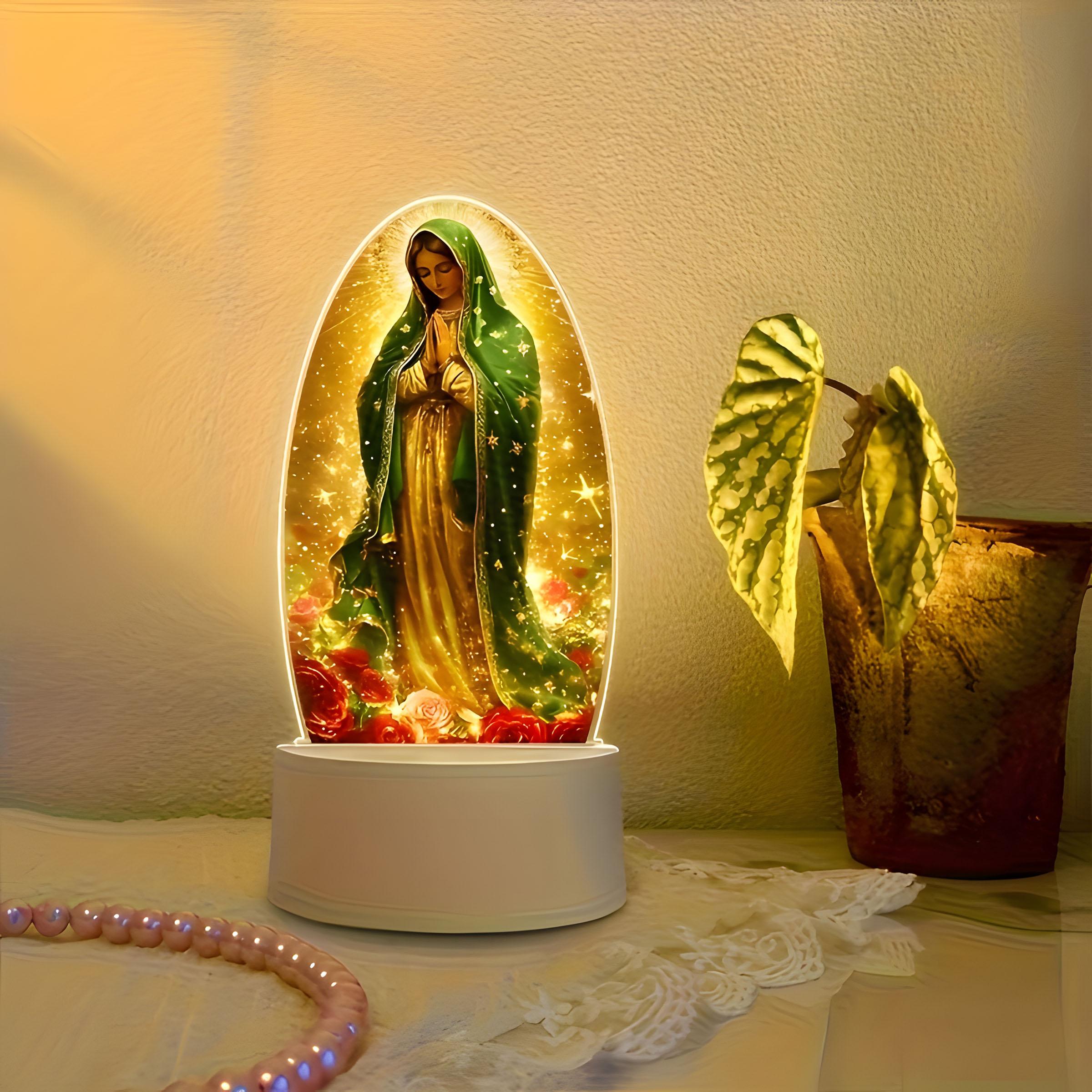 Guadalupe Virgin Prayer Lamp, USB-Powered Warm Light for Religious Home Decor, Prayer Room Decor, Baptism and Gifts, Creates a Spiritual Ambiance #GLOBAL PICKS detail 7