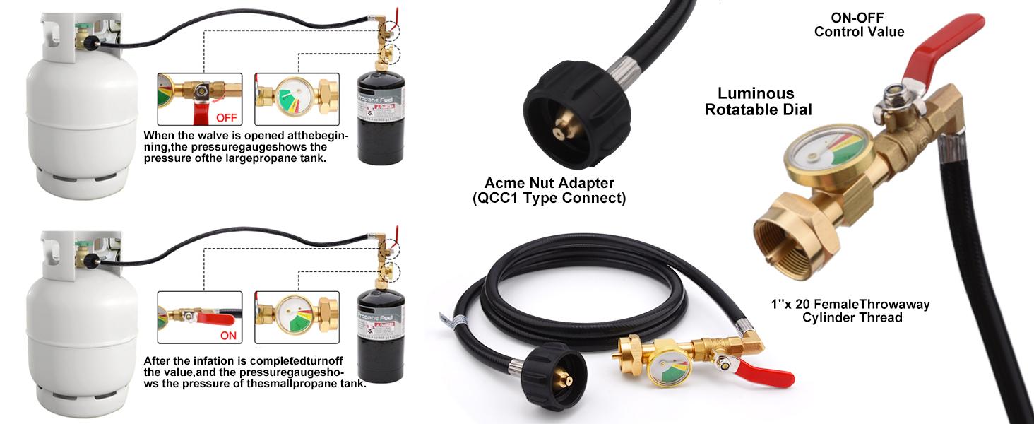 3FT Propane Refill Adapter Hose for 1 lb. Tanks - Refillable Propane Cylinder, Compatible with 1 lb. Propane Tank and 1 lb Throwaway Disposable Cylinder Propane Bottle Connector 3FT Propane Refill Adapter Hose for 1 lb. Tanks - Refillable Propane Cylinder, Compatible with 1 lb. Propane Tank and 1 lb Throwaway Disposable Cylinder Propane Bottle Connector