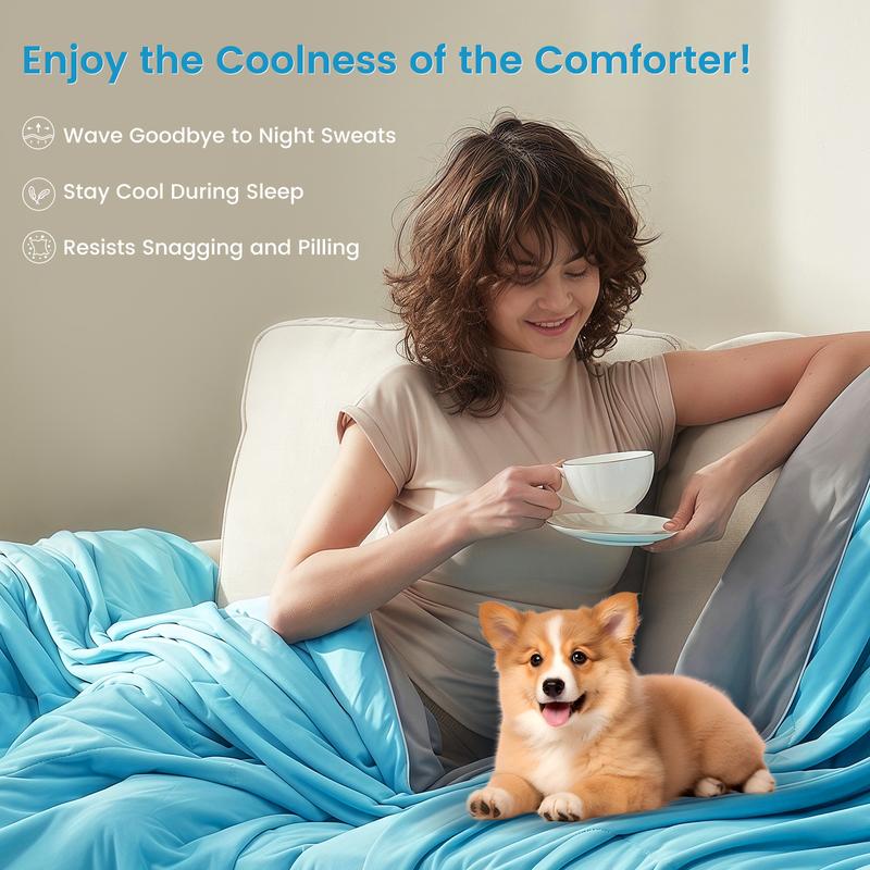 Cosybay Cooling Comforter King Size for Hot Sleeper and Night Sweats, Reversible Grey Cooling Blanket Queen Size,  Breathable Summer Quilt, Lightweight Soft Breathable Silky satin,Q-Max>0.4 Arc-Chill,Pet & Outdoor Summer Cooling Blanket