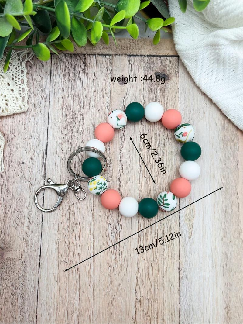 Boho Style Beaded Keychain, Colorblock Beaded Wristlet Keychain, Fashion Accessories for Women & Men, Cute Keychain, Trendy All-match & Exquisite Keychain As Gift