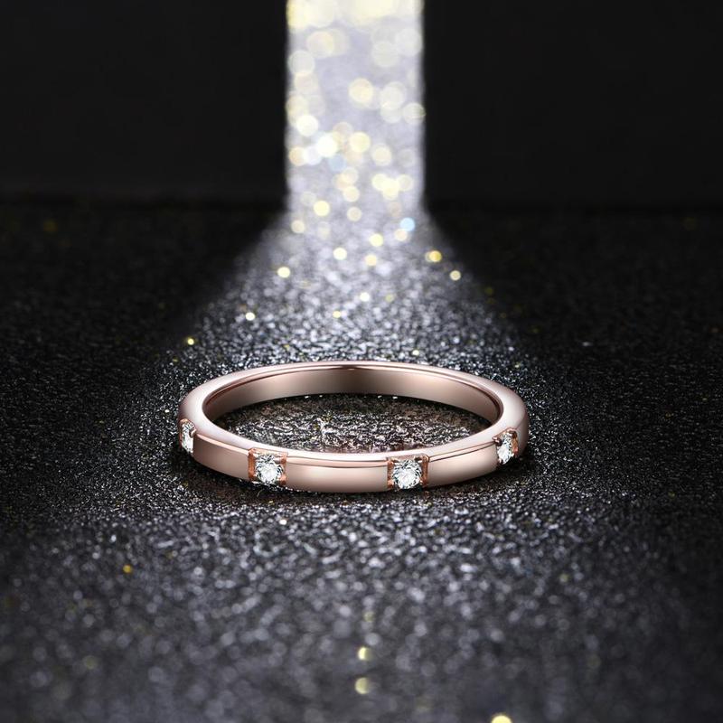 Stackable Band Synthetic Moissanite Ring For Daily Wearing Anniversary Engagement Gift R001