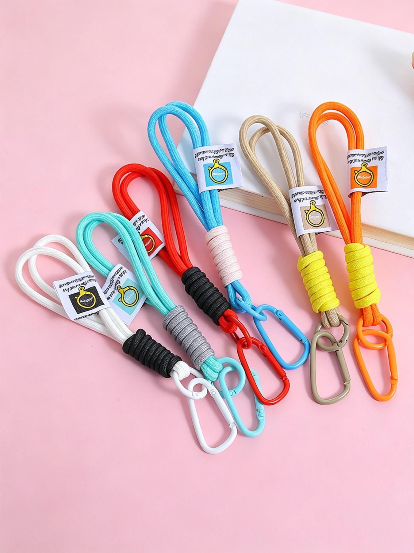 Handmade Multicolor Keychain, Backpack Decoration, Anti-Loss Keychain, Phone Accessory, Polyester Short Strap Pendant, Phone Case Keychain