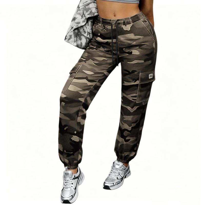 Women's Camouflage Work Pants | Breathable and Lightweight, Elastic Drawstring Waist, Spacious Practical Pockets and Tapered Leg Design, All Season Casual Wear, Outdoor Sports Adventure, Women's Clothing