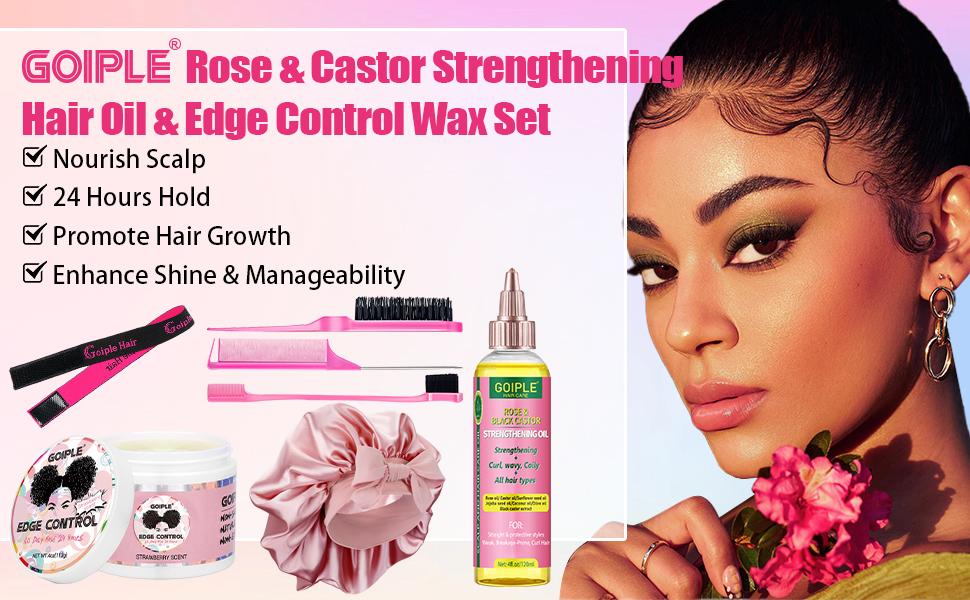 Edge Control Wax Strong Hold Non-greasy Hair Styling Gel - Edge Wax Edge Control for Black Hair &Black Castor Oil Braid Bonnet  Haircare Nourishing