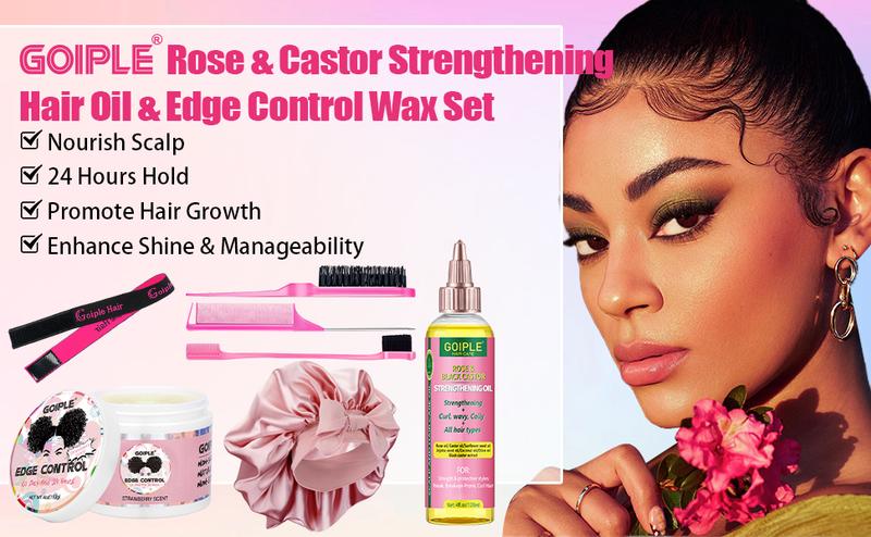 Edge Control Wax Strong Hold Non-greasy Hair Styling Gel - Edge Wax Edge Control for Black Hair &Black Castor Oil Braid Bonnet  Haircare Nourishing