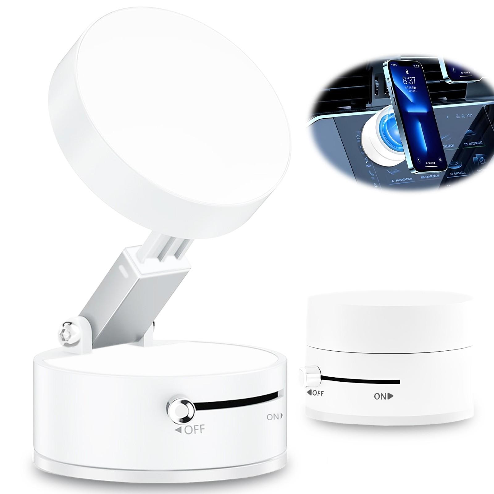 Easy to Use Vacuum Magnetic Phone Holder with One Button Switch and Adjustable Tightness Reusable Suction Cup Phone Mount for Smooth Wall and Glass Surface