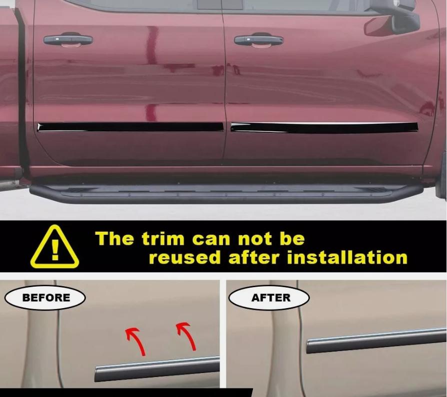 CROSSDESIGN Fit For 14-18 Silverado/Sierra Crew Cab Body Side Molding Trim Set 4PCS 1/18" US