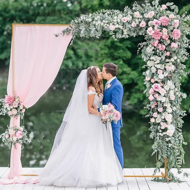 6.6FTx6.6FT Gold Wedding Arch Backdrop Stand Square Metal Rectangular Arch Frame for Ceremony Party Birthday Bridal Baby Shower Anniversary Arbor Balloon Decoration