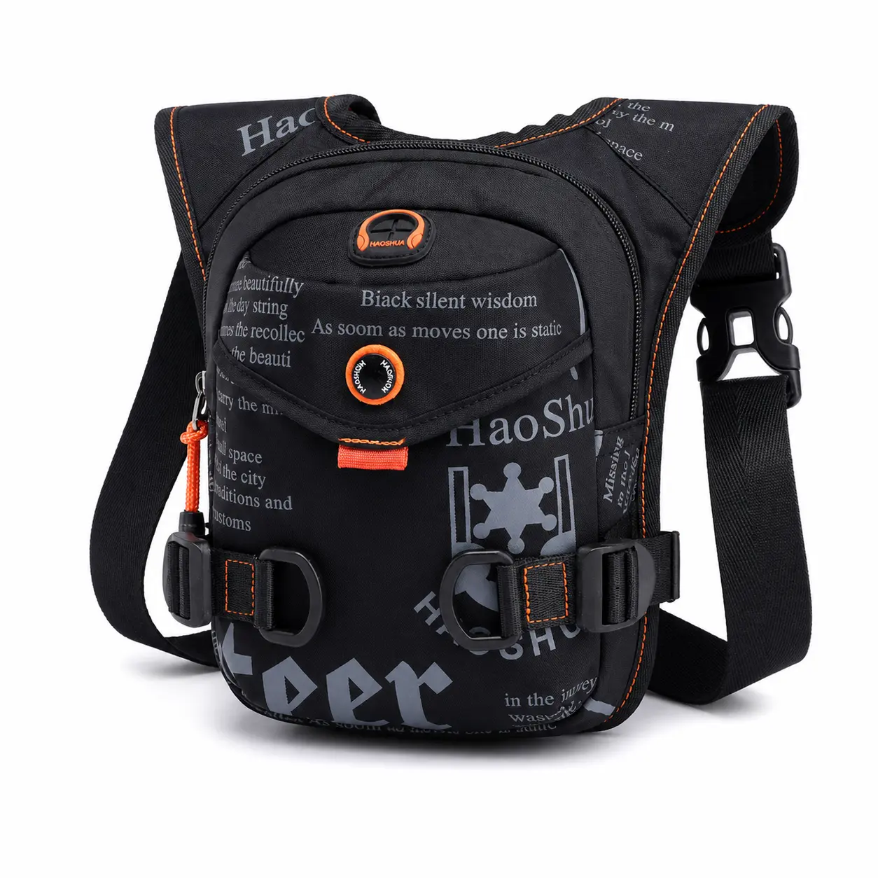 Mens Streetwear Drop Leg Bag Techwear Thigh Pouch Outdoor Sports Chest Pack Casual Travel Waist Bag Graphic Letter Print Crossbody Fanny Pack EDC Gear Essential For Cycling Moto Everyday Carry