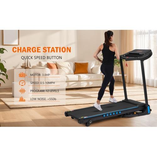 NEW ARRIVAL Foldable Treadmill with 3.0 HP Motor, 4-Level Incline, Bluetooth Speaker & USB/Type-C Ports – 350 lb Capacity