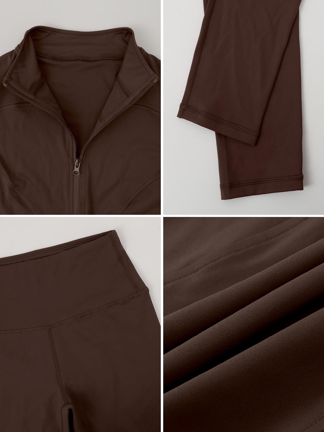 Women's Breathable Sporty Yoga Set, Tight-Fitting High Waist Pants & Long Sleeve Jacket for Fall & Winter, Clothes Set for Gym Outdoor Running