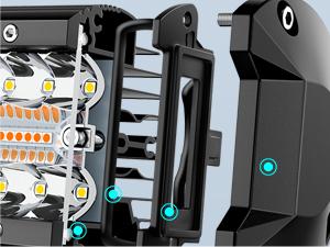 Nilight 2PCS 4Inch 60W LED Pods Spot Flood Amber White Light Bar Strobe 6 Modes Memory Function Off-Road Truck Car ATV SUV Cabin Boat with 16AWG Wiring Harness Kit-2 Lead light bar Triple Row  dealsforyoudays