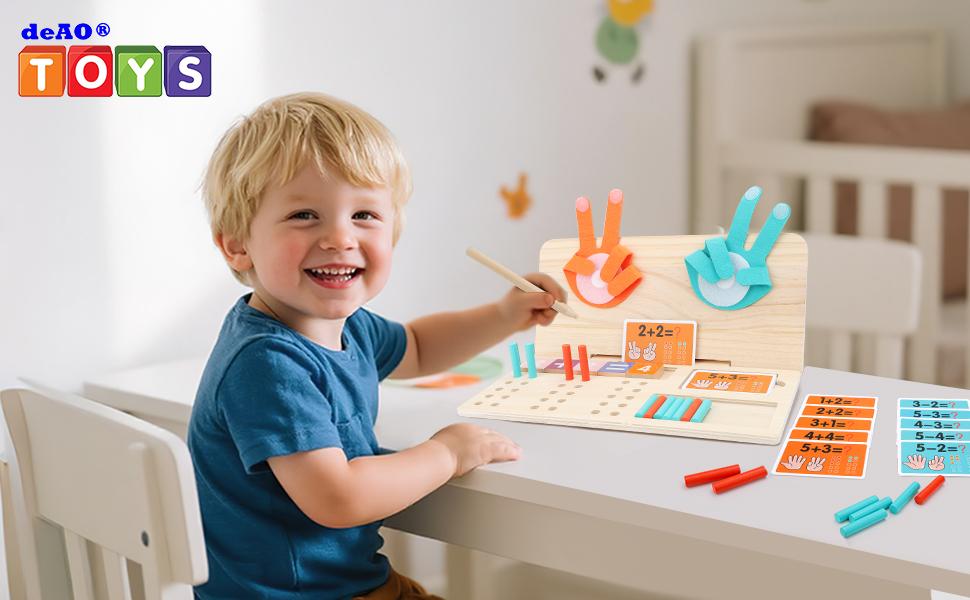 deAO Educational Math Manipulatives Number Counting Blocks, Finger Counting Math Montessori Toys for Kids,Gifts for boys and girls, Birthday Gifts, Hobbies Ideas, School Supplies, Mother's Day Gifts