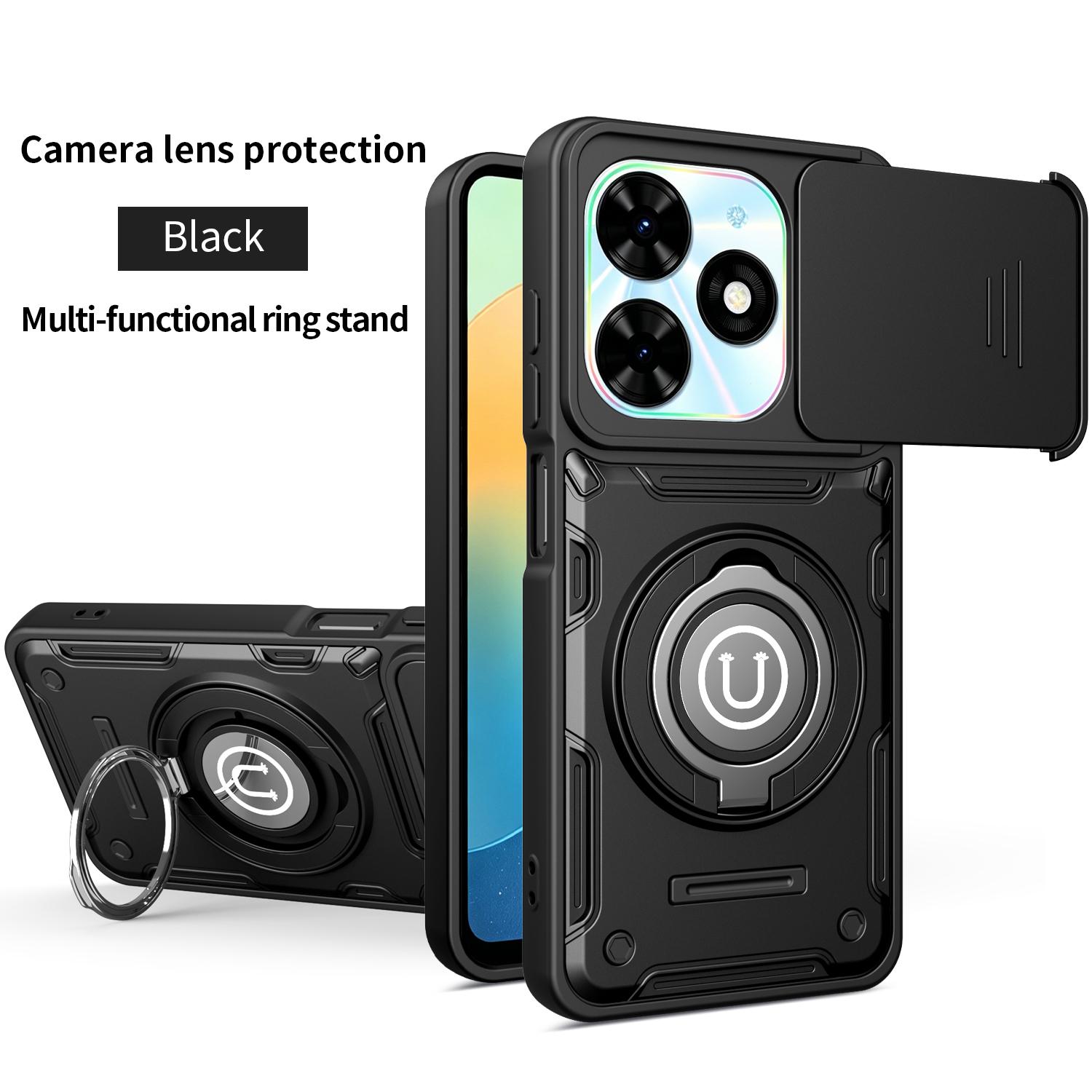 New 360 Rotating Magnetic Stand Phone Case for Tecno Spark20 & Tecno PoP8, Anti-Drop Phone Shell with Camera Cover Protection