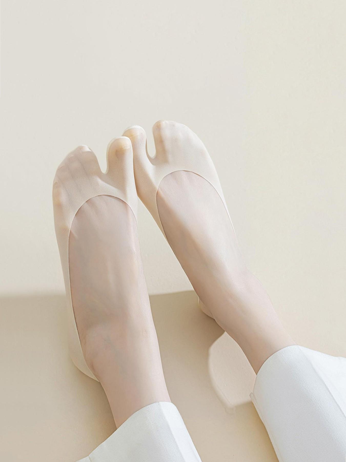 2 Pairs Tabi Socks, Thin No-Show Non-Slip Low-Cut Invisible Liner, Summer Footies for Flats, Flip Flops, Sneakers & Sandals