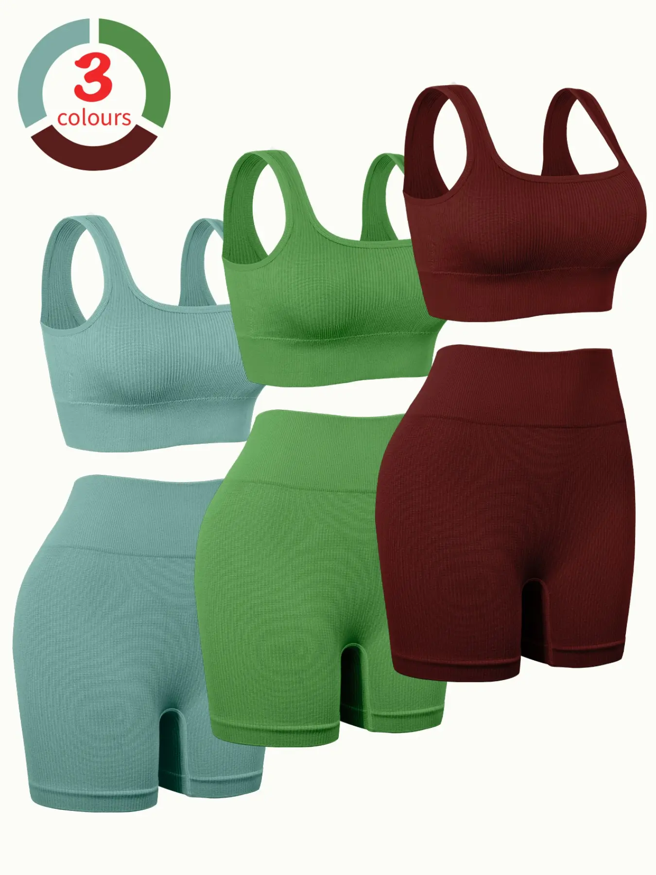 Women's Sportswear Activewear Set, 3D Carved Yoga, Seamless U-Neck Backless Top & Cycling Shorts, Full Coverage, Medium Support, Fitted, Seamless Yoga Outfits