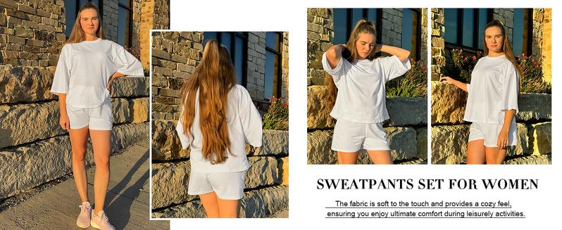 Imily Bela Womens 2 Piece Outfits 3/4 Sleeve Tops and Elastic Waist Shorts Lounge Sets Loungewea Womenswear Loungewear
