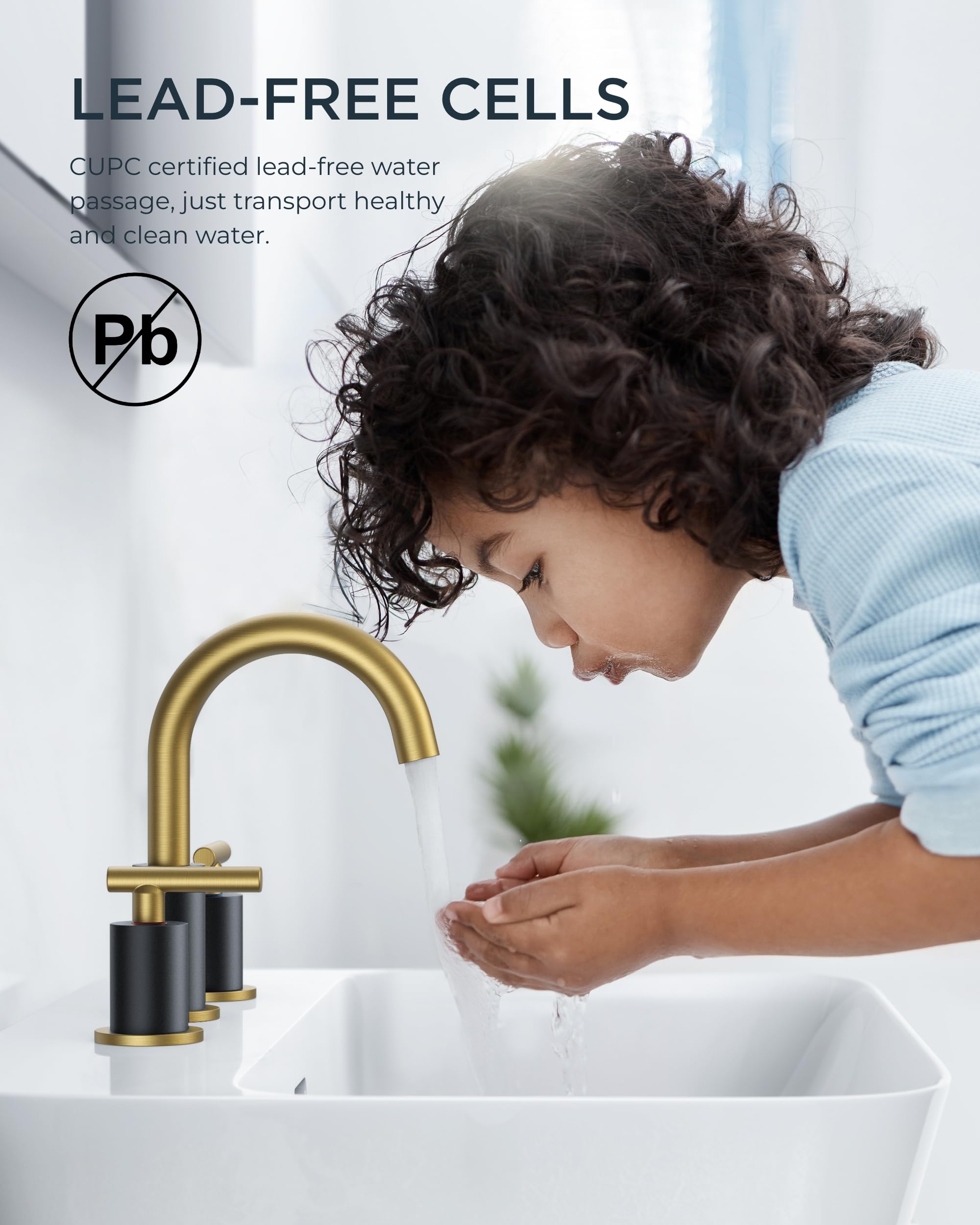 FORIOUS Bathroom Faucet with Metal Pop-up Drain Assembly Black and Gold Stainless Steel 2 Handle 3 Hole Bathroom Toilet Sink Basin Faucet Water Tap with Supply Pipe FORIOUS Bathroom Faucet with Metal Pop-up Drain Assembly Black and Gold Stainless Steel 2 Handle 3 Hole Bathroom Toilet Sink Basin Faucet Water Tap with Supply Pipe