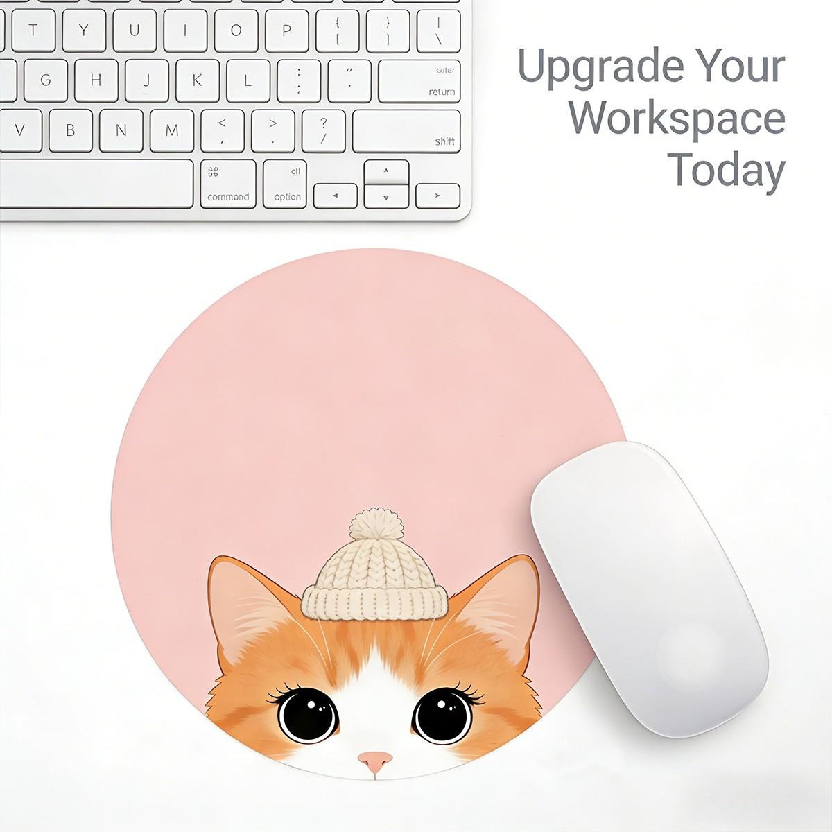 Fashionable Round Mouse Pad, Non-Slip Rubber Base, Small Desktop Mat for PC/laptop, Gaming/mouse Pad, Office Use, Gift for Women - 7.87 Inches