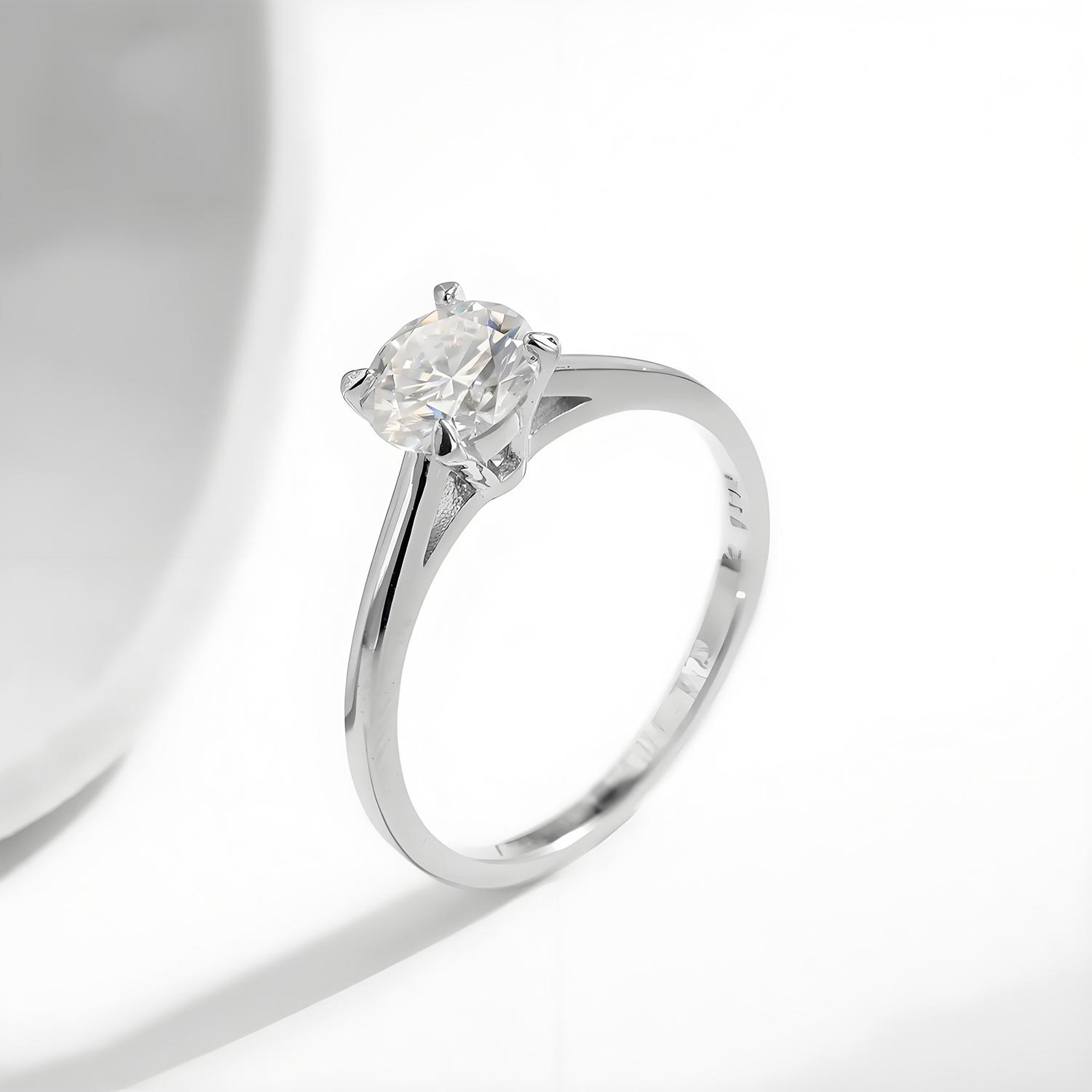 Delzzad S925 1-2ct Round VVS Synthetic Moissanite Solitaire Four-Prong Ring Band Engagement Wedding Ring Daily Costume Jewelry Accessories Anniversary Valentine's Day Gifts for Her Women Girls Delzzad S925 1-2ct Round VVS Synthetic Moissanite Solitaire Four-Prong Ring Band Engagement Wedding Ring Daily Costume Jewelry Accessories Anniversary Valentine's Day Gifts for Her Women Girls
