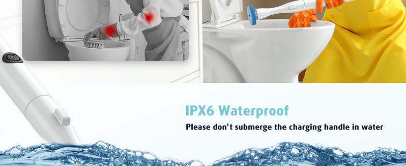 AIR U+ Electric Toilet Brush and Holder Set with 5 Disposable Refill Heads, Rechargeable & Wall-Mounted No Drilling Powerful Disposable Toilet Bowl Cleaner Wand