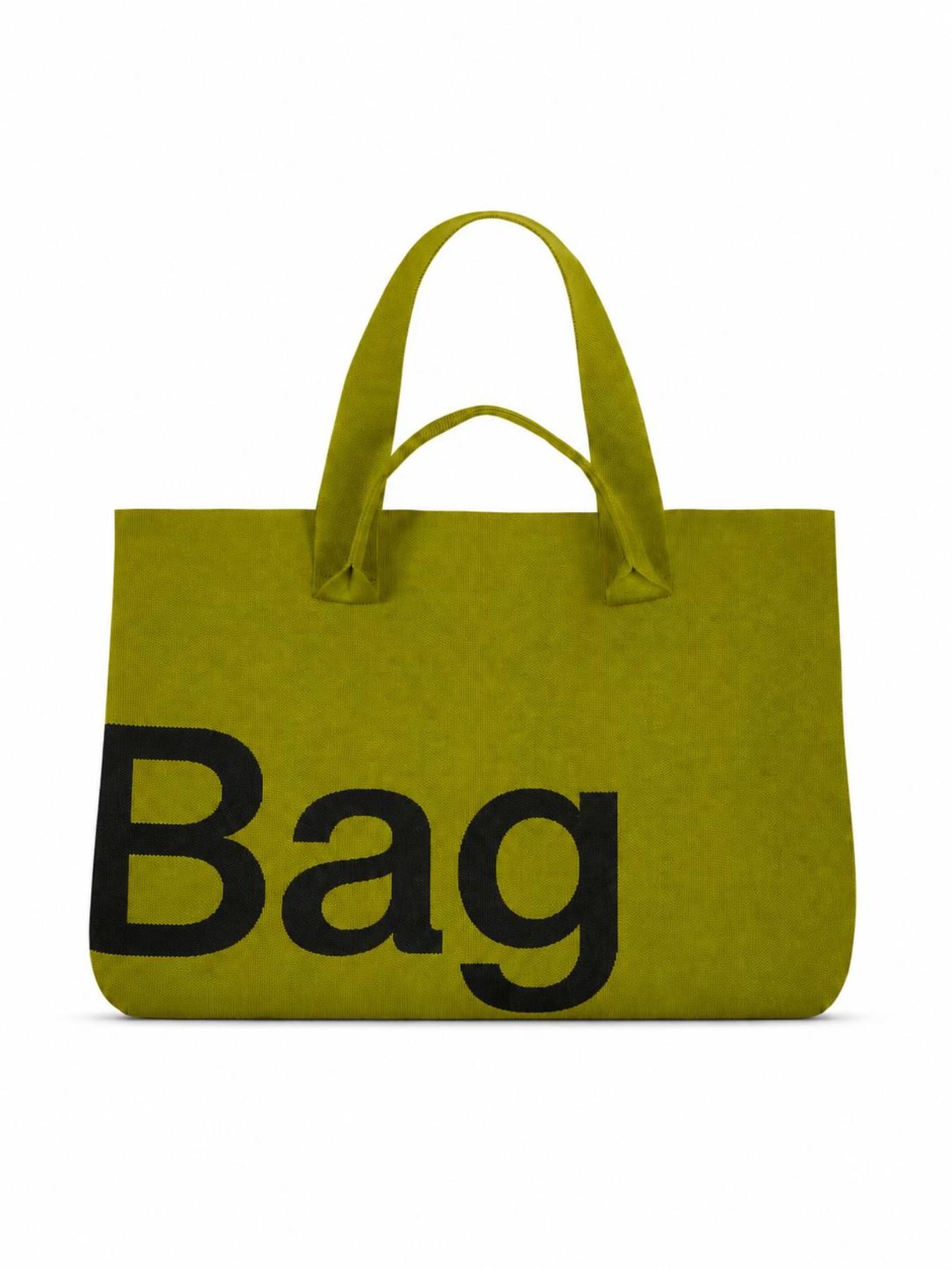Large Capacity Letter Tote Bag, Woven Knit Shoulder Bag, Fashion Handbag, Crossbody Bag, Stylish and Practical Accessory