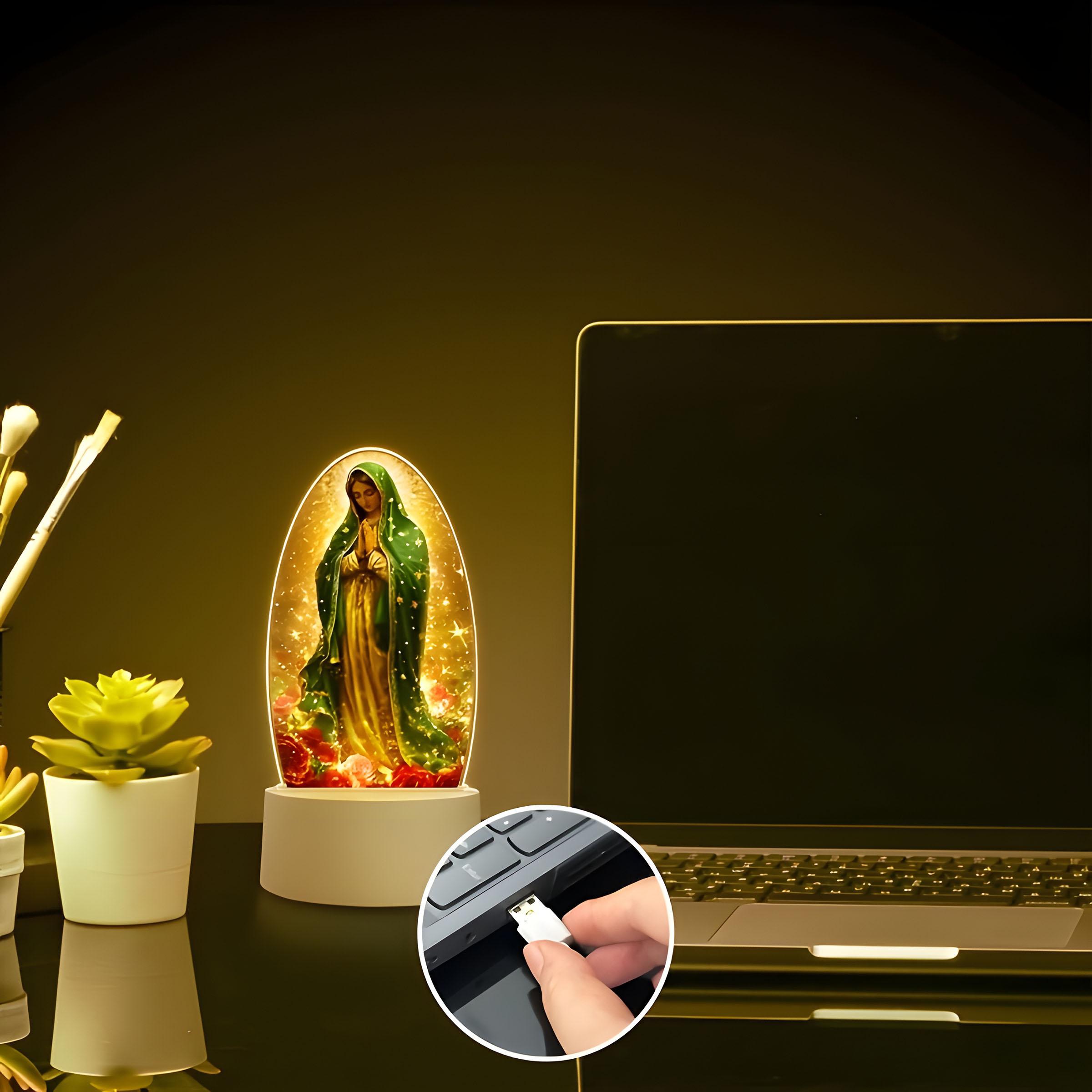Guadalupe Virgin Prayer Lamp, USB-Powered Warm Light for Religious Home Decor, Prayer Room Decor, Baptism and Gifts, Creates a Spiritual Ambiance #GLOBAL PICKS detail 3