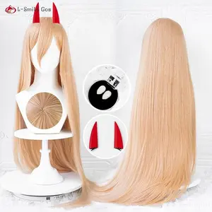 Anime Power Cosplay Wig 100cm Long Orange Wigs For Women Cosplay Anime Cosplay Wig Heat Resistant Synthetic Hair + Wig Cap