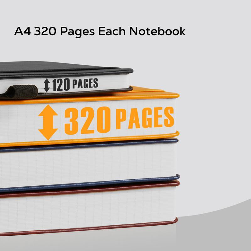 A4 Notebooks College Ruled, 1 PCS A4 (8.5 x 11) Large Notebook Journal with 100GSM Lined Paper, Hardcover Leather Journaling Notebooks for Women & Men, 320 Pages, Big Notebook for School Work