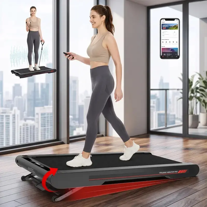 4-in-1 Modern Folding Walking Pad Treadmill for Home Gym, Compact Design with 2.5HP Quiet Motor, Auto Incline, Vibration Massage, LED Display, Remote Control, 350 lbs Capacity