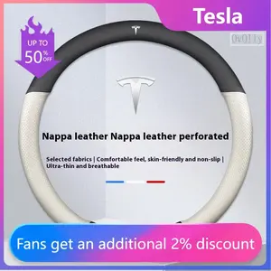 Premium Suede Leather Car Steering Wheel Cover - Enhanced Grip & Comfort for Tesla Model 3, Y, S, X & More