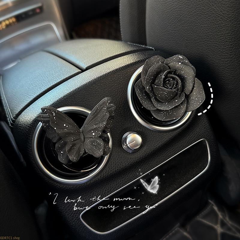Luxury Car Vent Diffuser, Clip-on Mineral Stone Air Freshener with Camellia & Butterfly, Fragrant Ornament for Odor Control, Fragrance, Porous Luxury Car Vent Diffuser, Clip-on Mineral Stone Air Freshener with Camellia & Butterfly, Fragrant Ornament for Odor Control, Fragrance, Porous