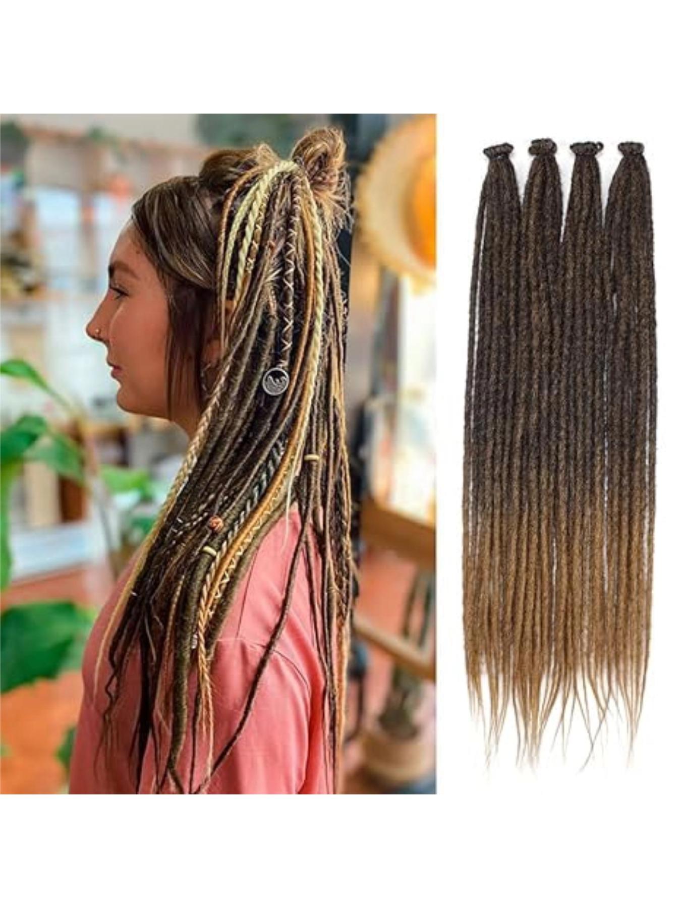 40 pcs Violet Red Dreadlock Extensions, 22" Synthetic Braiding Hair Crochet Dreads Extensions 100% Handmade Single Ended Dreads Thin 0.6cm Width Reggae Style Dreadlock for People
