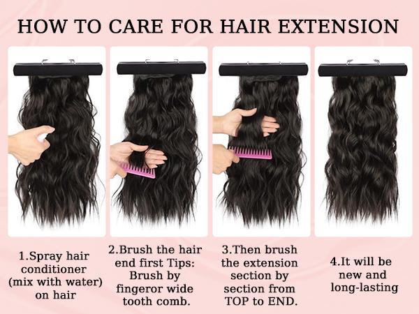 Fxmongyi Clip-in Hair Extensions 24/20 inch Synthetic Long Wavy 4PCS Thick Hairpieces Double Weft Natural Hair Extensions for Women