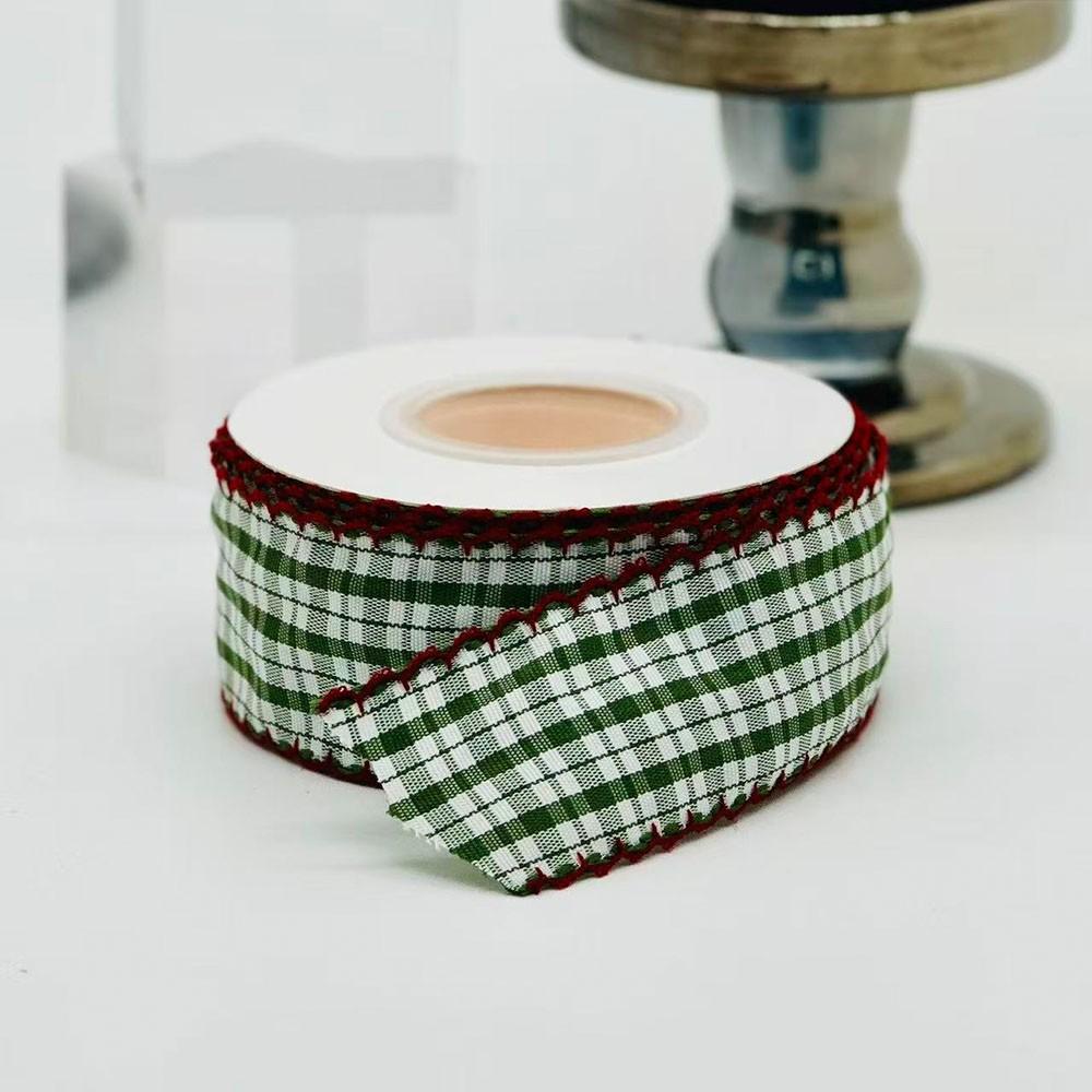 Multicolor Contrast Plaid Lace Ribbon, 5 Yards Floral Packaging, Handmade Hair Clips, Gift Wrapping Universal Fabric, 4.57 Meters